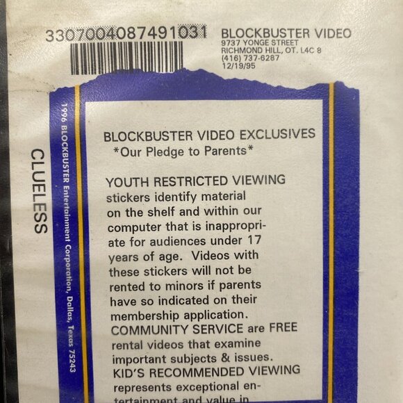 Blockbuster Video Clueless VHS Rental Store Movie Clamshell Case - Picture 7 of 15